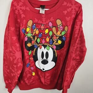 Disney Mickey Mouse Holiday Lights Sweatshirt JRs XL (15/17) Christmas Funny